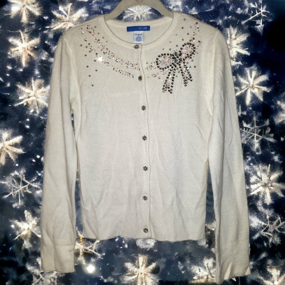 Delia's Embellished Button Down Cardigan
